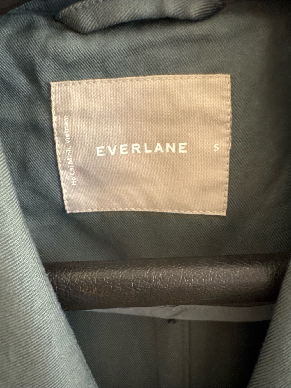 Everlane Dusty Green Double-Breasted Trench Coat with Belt - Picture 2 of 12